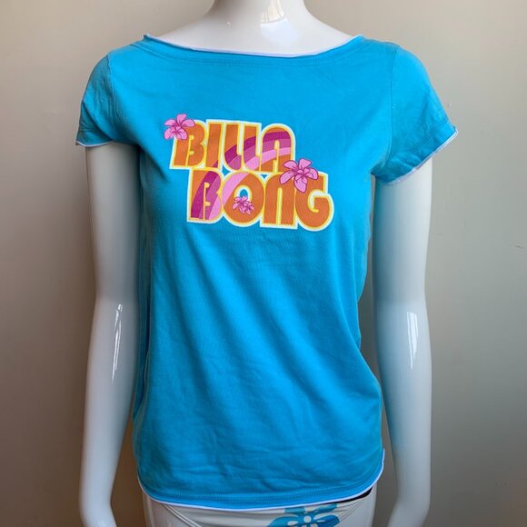 Billabong surf blue logo boat neck t-shirt - Picture 1 of 5